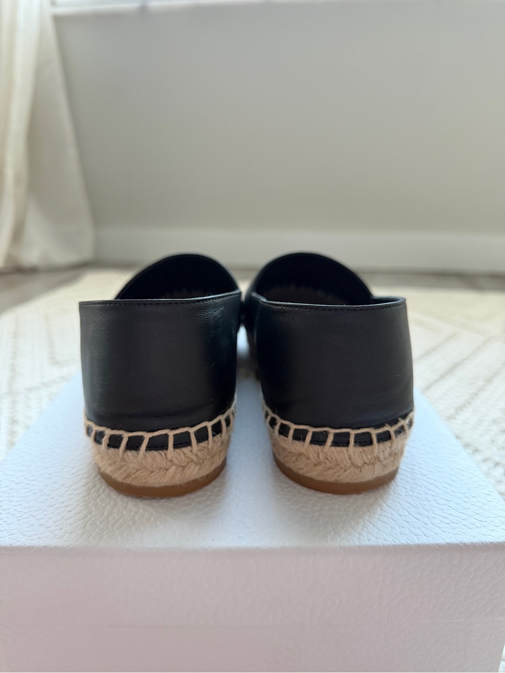 Dior Black Leather Espadrille Loafers with Natural Jute Trim - Picture 8 of 9